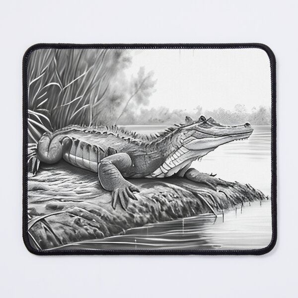 Item preview, Black and white Crocodile drawing designed and sold by Pencil-Art.