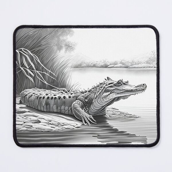Item preview, Black and white Crocodile drawing designed and sold by Pencil-Art.