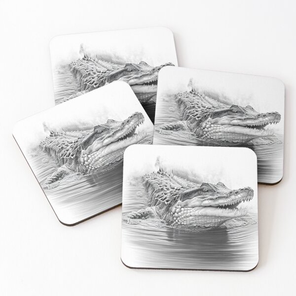 Item preview, Black and white Crocodile drawing designed and sold by Pencil-Art.