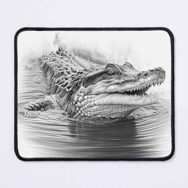 Item preview, Black and white Crocodile drawing designed and sold by Pencil-Art.