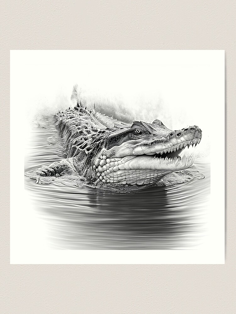 Drawing of crocodile - hand sketch of reptile, art illustration - Stock  Image - Everypixel