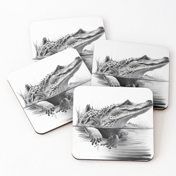 Item preview, Black and white Crocodile drawing designed and sold by Pencil-Art.
