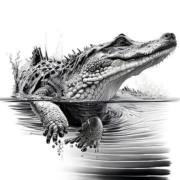 Dessin de crocodile noir et blanc Sticker