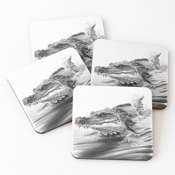 Item preview, Black and white Crocodile drawing designed and sold by Pencil-Art.