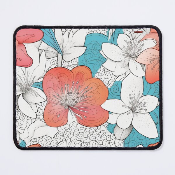 Item preview, Flower Pattern in Blue and Orange No. 3 designed and sold by Starliteflower.