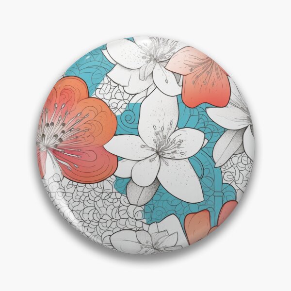 Item preview, Flower Pattern in Blue and Orange No. 3 designed and sold by Starliteflower.