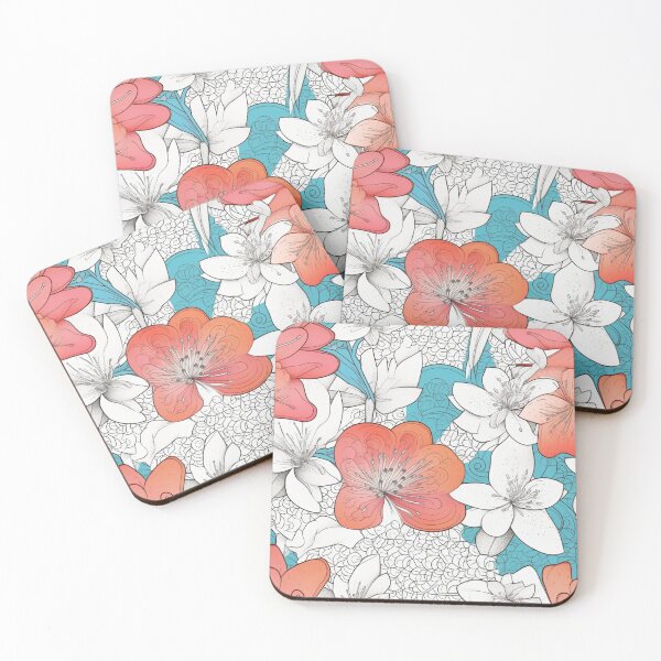 Item preview, Flower Pattern in Blue and Orange No. 3 designed and sold by Starliteflower.