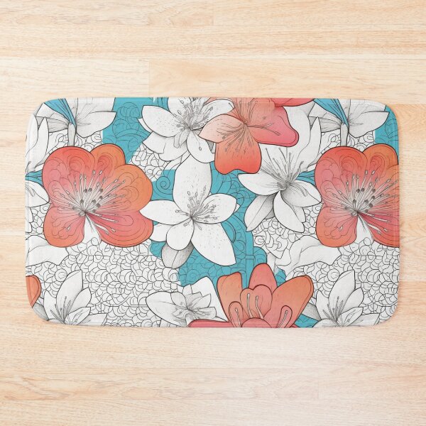 Item preview, Flower Pattern in Blue and Orange No. 3 designed and sold by Starliteflower.