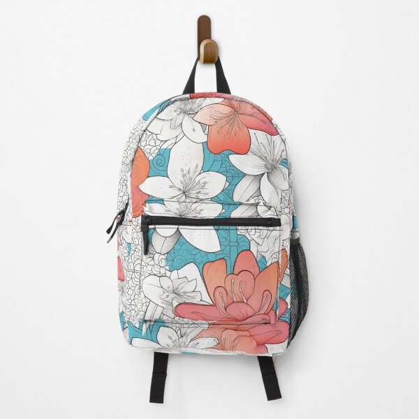 Item preview, Flower Pattern in Blue and Orange No. 3 designed and sold by Starliteflower.