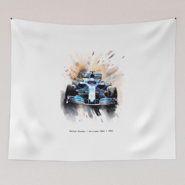Item preview, George Russel 2021 Williams FW43 F1 Watercolour Painting Print designed and sold by PicTechNowArt.