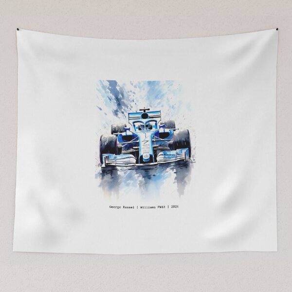 Item preview, George Russel 2021 Williams FW43 F1 Watercolour Painting Print designed and sold by PicTechNowArt.