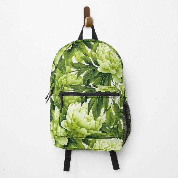 Item preview, Dreamy realistic drawing of fresh green leaves and bright Peonies in a seamless pattern designed and sold by SeamlessGuru.