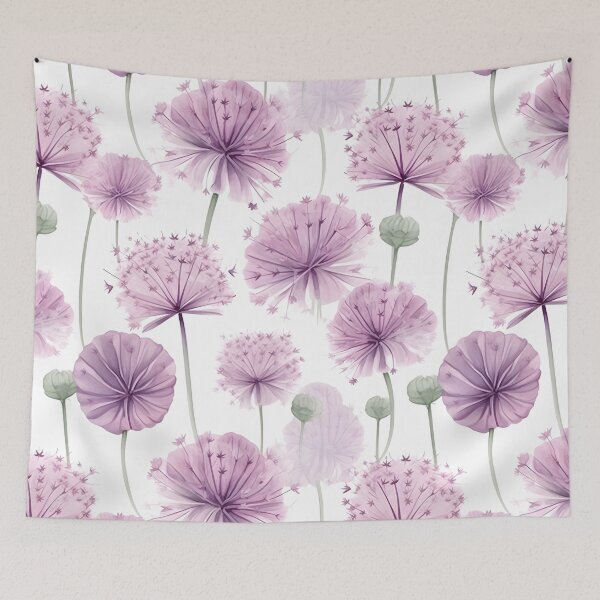 Item preview, Blissful Purple Allium Flowers Watercolor Floral Patterns designed and sold by Wonder Of Light.