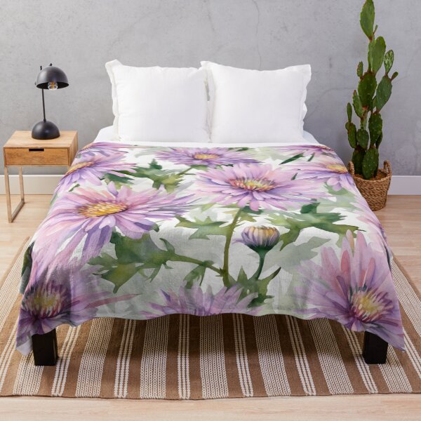 Item preview, Blissful Light-Lavender Aster Flowers Watercolor Floral Patterns designed and sold by Wonder Of Light.
