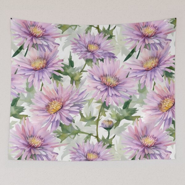 Item preview, Blissful Light-Lavender Aster Flowers Watercolor Floral Patterns designed and sold by Wonder Of Light.