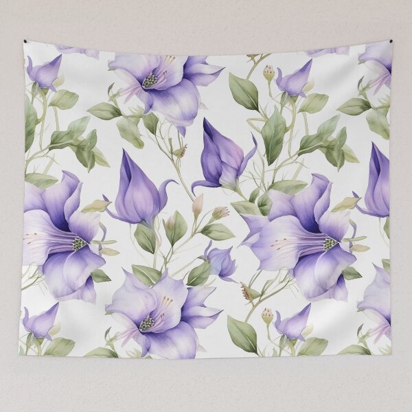 Item preview, Blissful Blue-Purple Campanula Flowers Watercolor Floral Patterns designed and sold by Wonder Of Light.