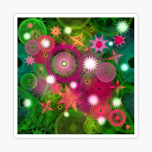 Jungle Stars: a Patterned Spirograph Collage Sticker for Sale by  RachelEDesigns