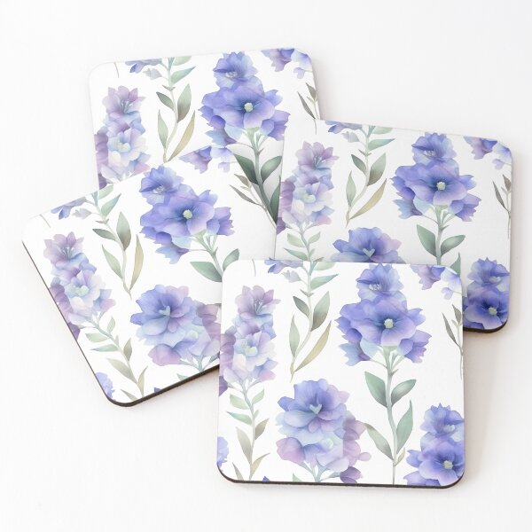 Item preview, Blissful Blue and Purple Delphinium Flowers Watercolor Floral Patterns designed and sold by Wonder Of Light.