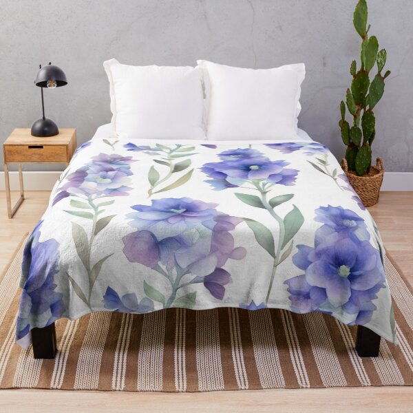 Item preview, Blissful Blue and Purple Delphinium Flowers Watercolor Floral Patterns designed and sold by Wonder Of Light.