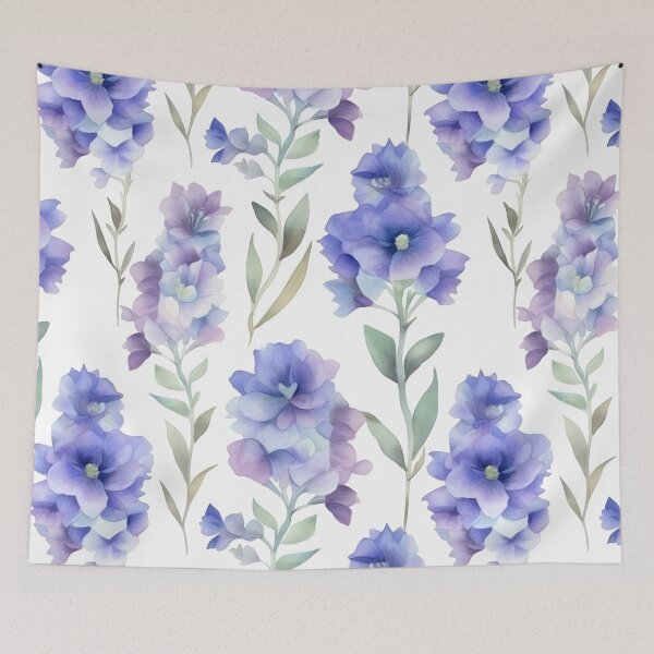 Item preview, Blissful Blue and Purple Delphinium Flowers Watercolor Floral Patterns designed and sold by Wonder Of Light.