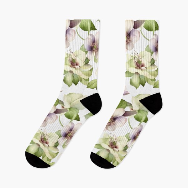 Item preview, Blissful Light Purple and Pink Hellebore Flowers Watercolor Floral Patterns designed and sold by Wonder Of Light.