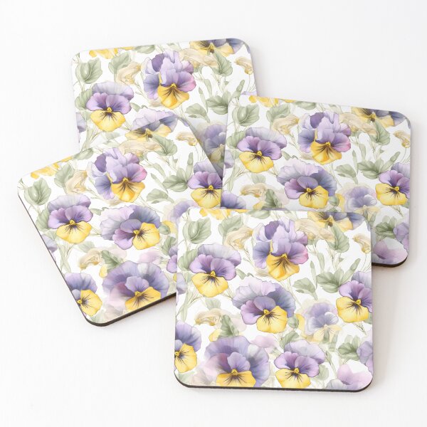 Item preview, Blissful Purple and Yellow Pansy Flowers Watercolor Floral Patterns designed and sold by Wonder Of Light.
