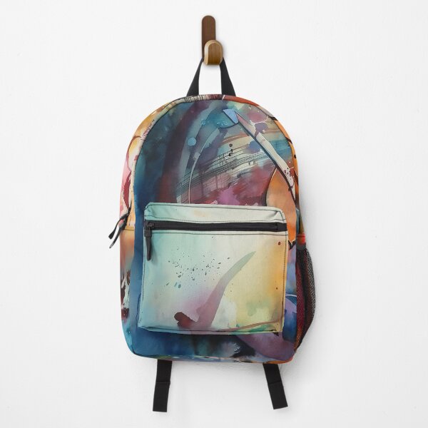 Item preview, Watercolor Violin with Music Staff & Notes, Technicolor Dreamscape Art Print, Fluid Organic Design designed and sold by stateofhuman.