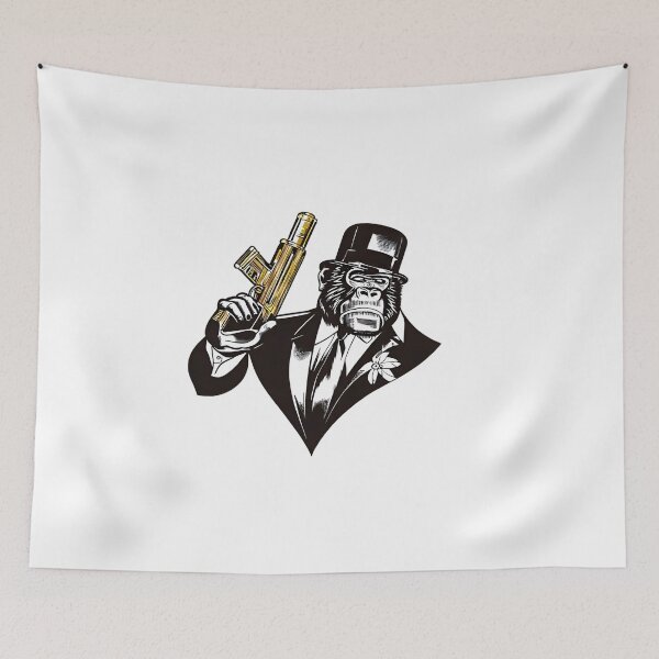 Item preview, The Golden Gun Gorilla designed and sold by DistopiaSell.