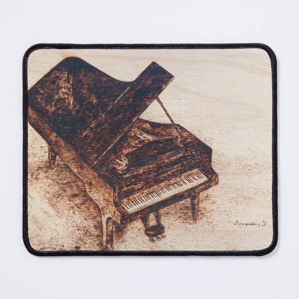 Item preview, Grand piano realistic pyrography art designed and sold by Nathanail Evan Linardis.