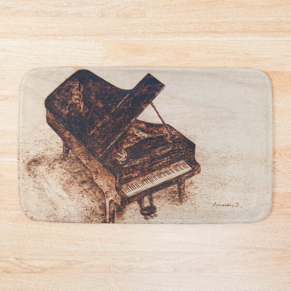Item preview, Grand piano realistic pyrography art designed and sold by Nathanail Evan Linardis.