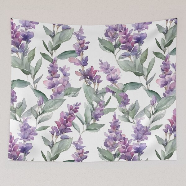 Item preview, Blissful Light Lavender and Purple Salvia Flowers Watercolor Floral Patterns designed and sold by Wonder Of Light.