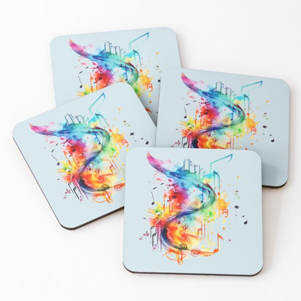 Item preview, Colorful Abstract Musical Swirls - Mixed Media Print, Watercolor Splashes, Transparent Background, Bold and Vibrant Watercolors, Snailcore, Aurorapunk designed and sold by stateofhuman.