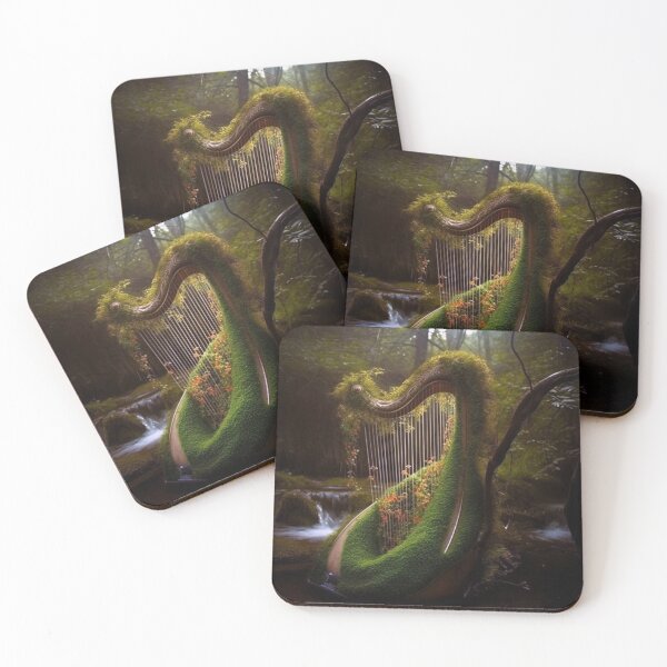 Item preview, Mystical Moss-Covered Harp Digital Art: UHD 300 dpi Enchanted Forest Harp, Photorealistic Fantasy, Music & Nature Connection designed and sold by stateofhuman.