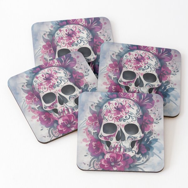 Item preview, skull in flowers with tattoos CALAVERA designed and sold by jkrphoto.