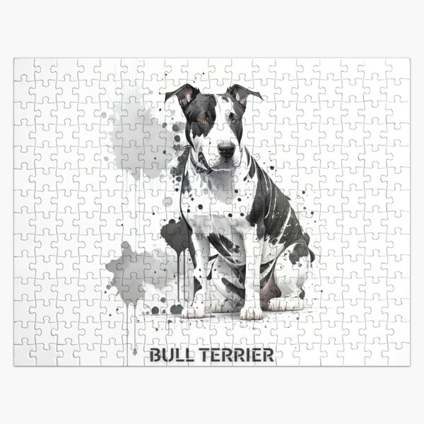 Brindle & White Pit Bull Terrier Cute Staffordshire Pitbull Art Jigsaw  Puzzle