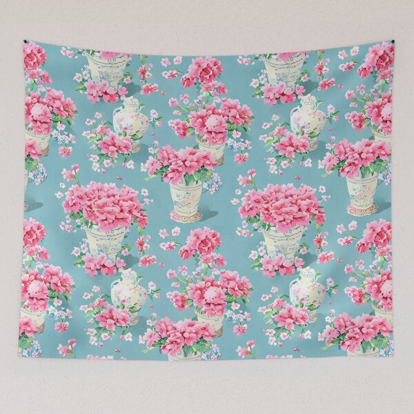 Item preview, Flowers on duck egg designed and sold by SophieClimaArt.