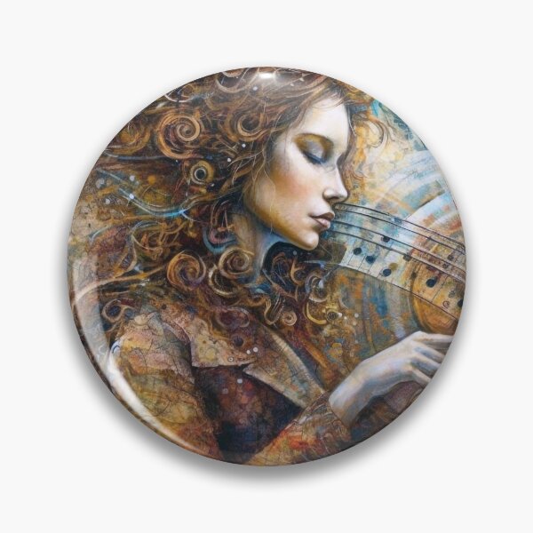 Item preview, Abstract Music Art, Beautiful Woman with Curly Hair Touching Musical Note, Anna Dittmann & Josephine Wall Inspired designed and sold by stateofhuman.