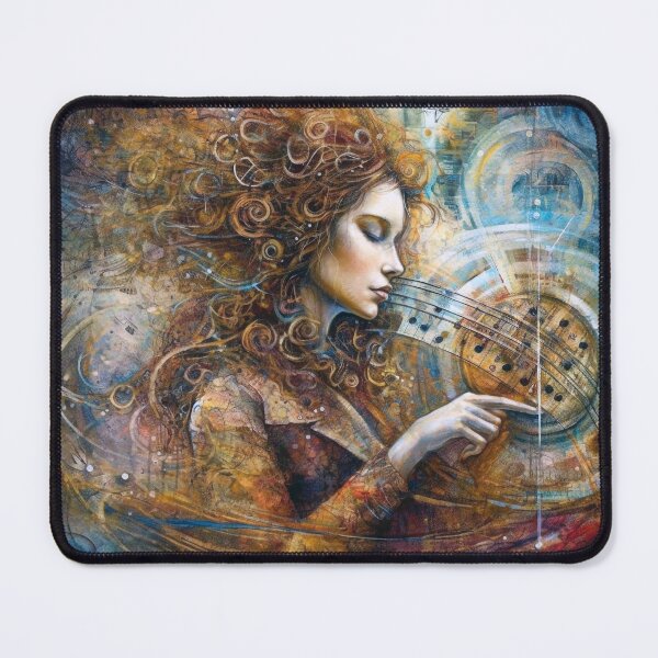 Item preview, Abstract Music Art, Beautiful Woman with Curly Hair Touching Musical Note, Anna Dittmann & Josephine Wall Inspired designed and sold by stateofhuman.