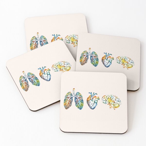 Item preview, Colorful set of human organ, roses, flowers, lungs, heart and brain designed and sold by Collagedream.
