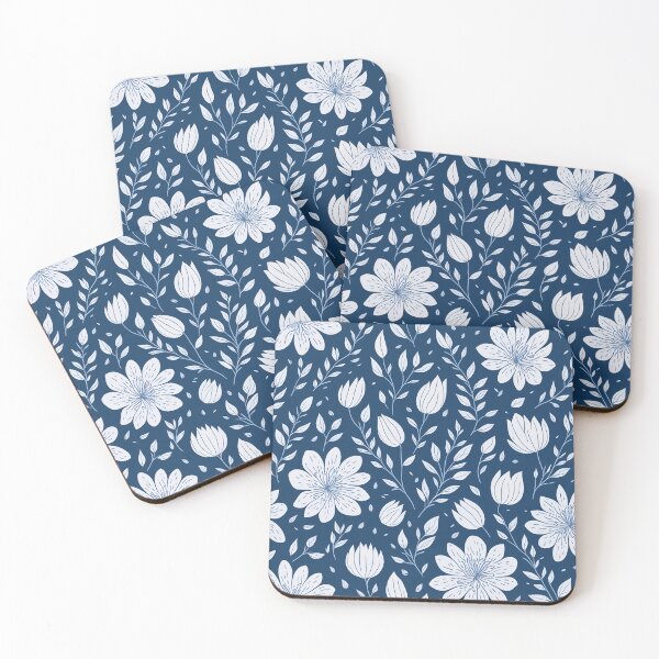 Item preview, White and Blue Floral Pattern designed and sold by ArtHouse-M.