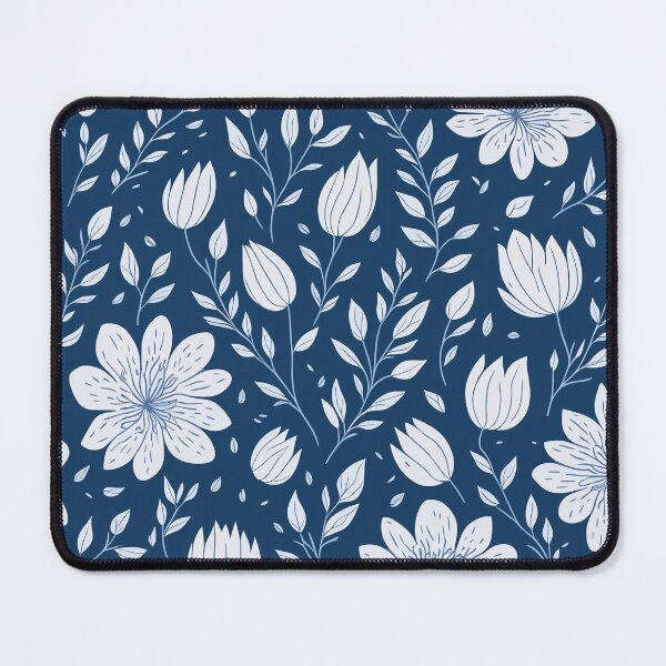 Item preview, White and Blue Floral Pattern designed and sold by ArtHouse-M.