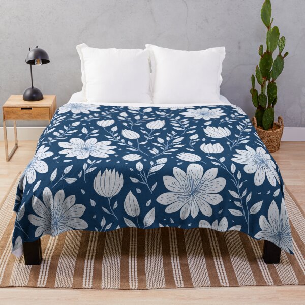 Item preview, White and Blue Floral Pattern designed and sold by ArtHouse-M.