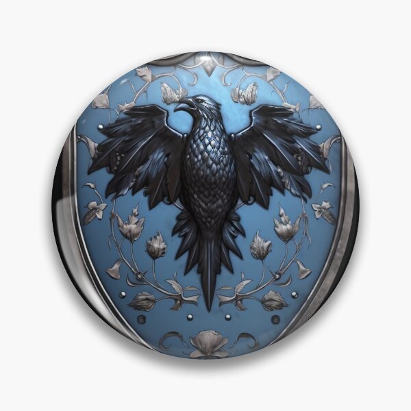 Item preview, "Ancient Heraldic Emblem" - Timeless Light Blue Shield with Lilies and Crow designed and sold by Juuskus.