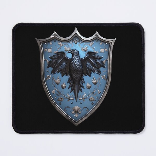 Item preview, "Ancient Heraldic Emblem" - Timeless Light Blue Shield with Lilies and Crow designed and sold by Juuskus.