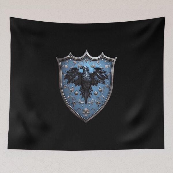 Item preview, "Ancient Heraldic Emblem" - Timeless Light Blue Shield with Lilies and Crow designed and sold by Juuskus.