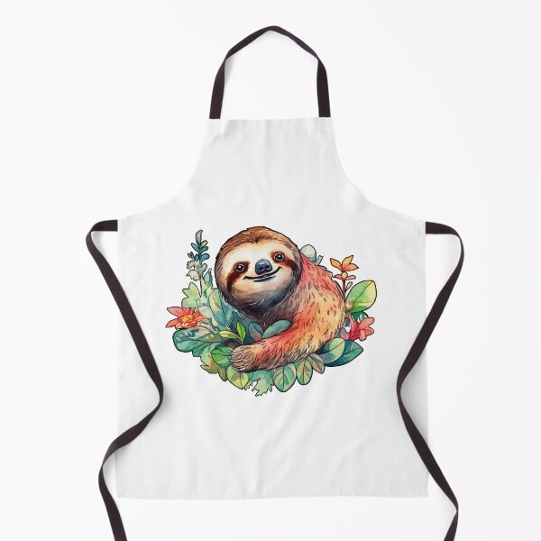 Item preview, Sloth in Greens and Flowers in Watercolor Style designed and sold by MossyBurrow.