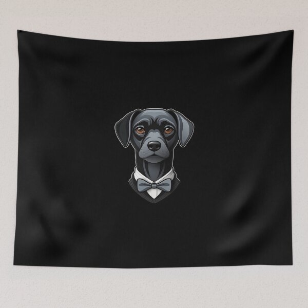 Item preview, "Dapper Pup" - Elegant Dog Portrait with Bow Tie on a Dark Background designed and sold by Juuskus.