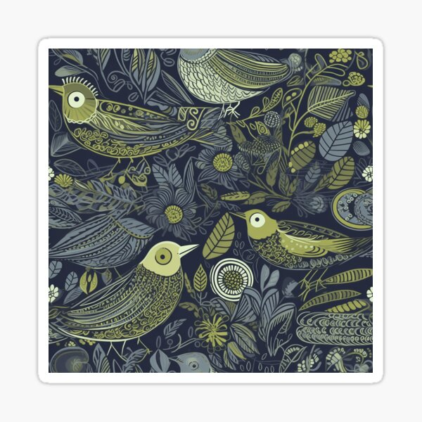 Item preview, Blue and Green Bird Pattern designed and sold by Monochrome-Dog.