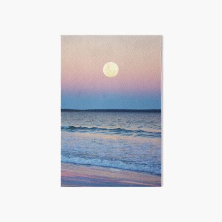 Framed Oil Painting Moon Rising Ocean Lighthouse Dunes Beach Sign