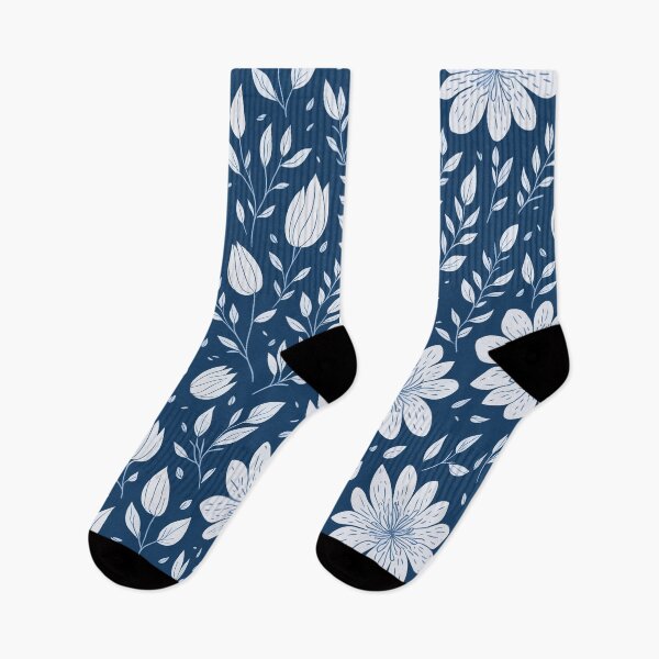 Item preview, White and Blue Floral Pattern designed and sold by ArtHouse-M.